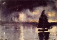 Homer, Winslow - Sailboat and Fourth of July Fireworks